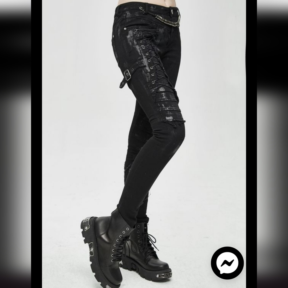 Stylish Black Lace-Up Women Jeans